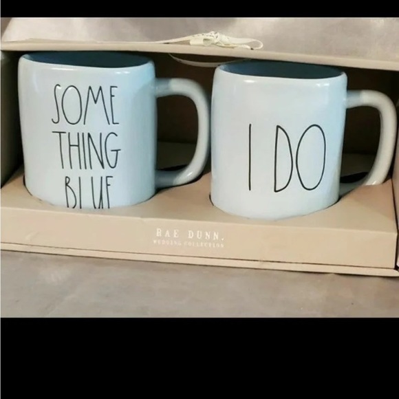 NIB Blue Rae Dunn I DO & SOMETHING BLUE Mugs 2pc Rae Dunn - Picture 4 of 11